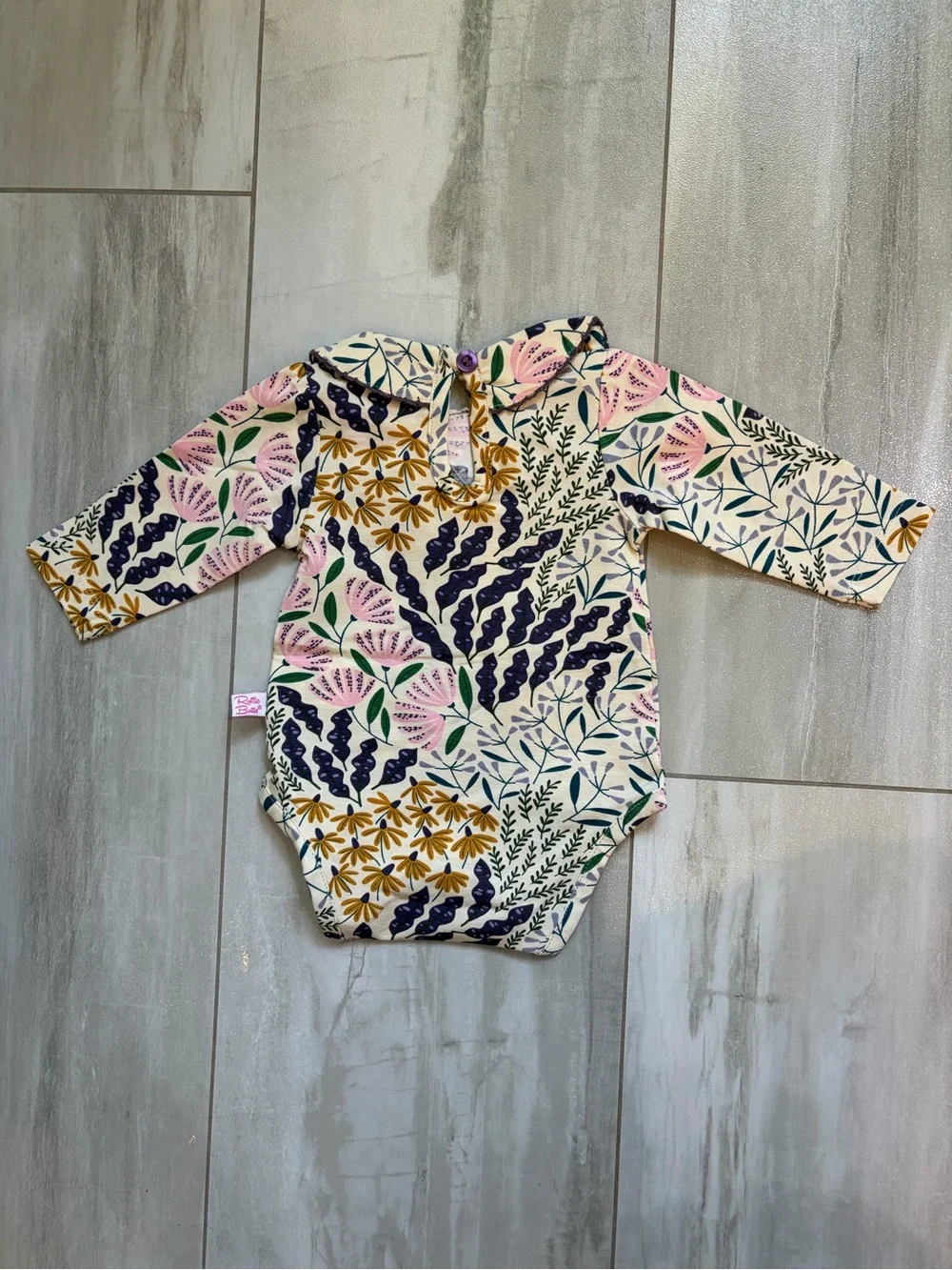NWT RuffleButts Fall Floral Walk in the Park Peter Pan Bodysuit Girls 0-3